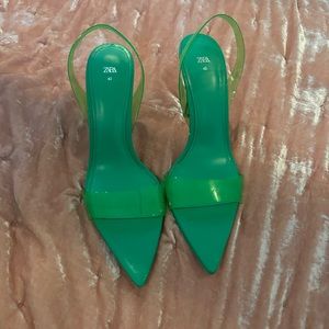 Zara green heels, size 40.
